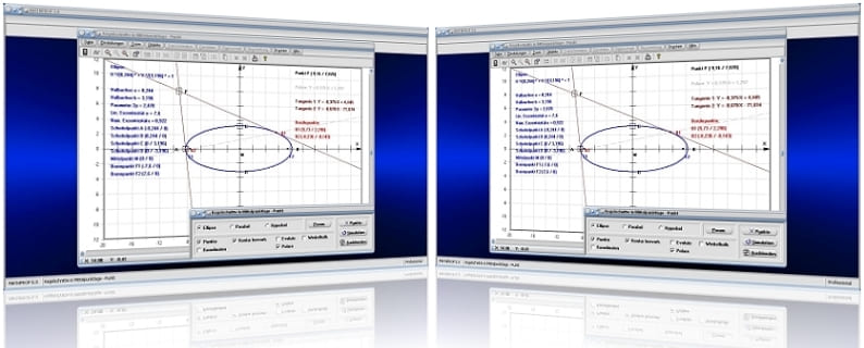 MathProf - Kegelschnitt - Punkt - Externer Punkt - Extern - Ellipse - Hyperbel - Parabel - Tangente - Externe Tangente - Tangentengleichung - Kegelschnittgleichung -   Berührpunkt - Polare - Graph - Plotter - Darstellen - Rechner - Berechnen - Plotten