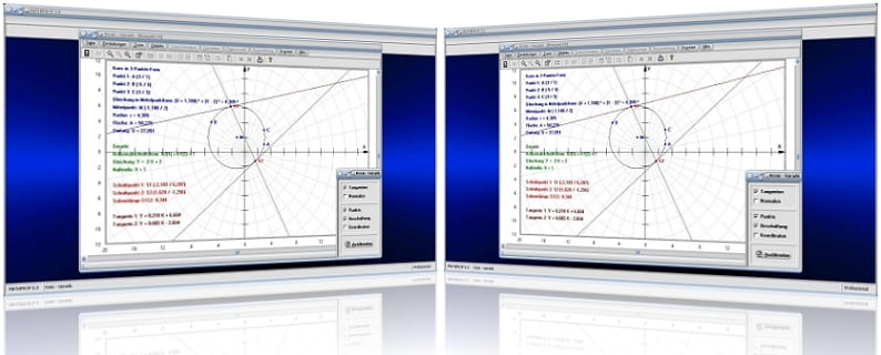 MathProf - Kreis - Gerade - Tangente - Passante - Schnittpunkte - Sehnenlänge eines Kreises - Abstand - Kreisgleichungen - Kreis durch drei Punkte - Kreisformeln - Kreisberechnung - Kreisumfang - Passante - Berührungspunkt - Plotten - Rechner - Graph - Plotter - Berechnen - Darstellen - Bestimmen - Zeichnen - Grafik