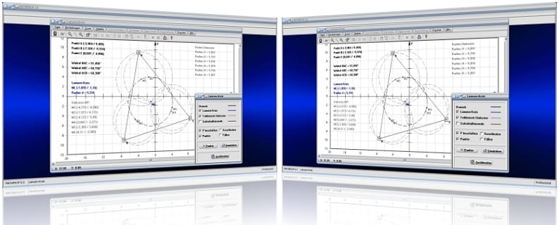 MathProf - Lamoen - Kreis - Dreieck - Mittelpunkte - Seiten - Punkte - Eckpunkte - Seitenhalbierende - Umkreise - Teildreiecke - Konstruktion - Konstruieren - Innenwinkel - Simulation - Simulieren - Rechner - Grafik - Darstellung - Plotten - Definition - Graph - Berechnen - Berechnung - Darstellen