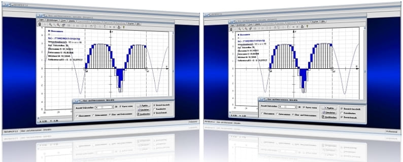 MathProf - Integralrechnung - Obersumme - Untersumme - Summenbildung - Streifenmethode - Integral - Riemannsche Summe - Riemann-Summe - Streifenmethode - Rechner - Berechnen - Plotten - Graph