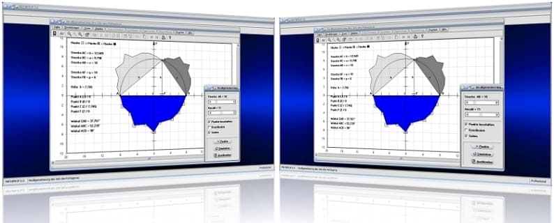 MathProf - Pythagoras - Beweis - Polygone - Verallgemeinert - Dreiecke - Summe - Flächen - Flächeninhalt - Strecke - Höhe - Winkel - Innenwinkel - Fläche - Länge - Darstellen - Plotten - Graph - Rechner - Berechnen - Grafik - Zeichnen - Plotter