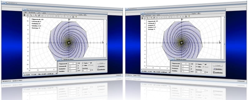 MathProf - Spiralen im Vieleck - Käferproblem - Käferbahn - Spiralen - Verfolgung - Verfolgungsproblem - Problem - Bild - Darstellen - Plotten - Graph - Rechner - Berechnen - Grafik - Zeichnen - Plotter