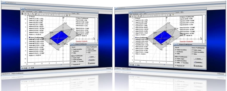MathProf - Varignon - Parallelogramm - Theorem - Satz - Mittenviereck - Mittenviereck - Seitenmittenviereck - Seitenmitten - Innenwinkel - Viereck - Diagonalen - Flächeninhalt - Bilder - Grafik - Rechner - Plotten - Darstellung - Berechnung - Darstellen