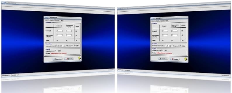 MathProf - Vierfeldertest - Vierfeldertafel - Rechner - Kontingenztafel - Kontingenz - Häufigkeit - Statistik - Stochastik - Ereignis - Gegenereignis - Bedingte Wahrscheinlichkeit - Gegenwahrscheinlichkeit - Auswerten - Erstellen - Berechnen - Nullhypothese - Berechnung