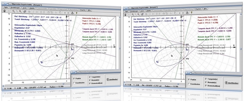 MathProf - Kegelschnitt - Kegelschnitte - Lineare Algebra - Kurven 2. Ordnung - Kurven zweiter Ordnung - Entartet - Beispiel - Brennpunkte - Hauptachsentransformation - Klassifizierung - Klassifikation - Transformieren - Transformation - Allgemeine Hyperbelgleichung - Allgemeine Kurven 2. Ordnung - Allgemeiner Kegelschnitt - Quadrik - Allgemeine Gleichung - Quadriken - Normalform - Arten - Beispiel - Brennpunkt - Brennpunkte - Darstellen - Plotten - Graph - Rechner - Berechnen - Grafik - Zeichnen - Plotter