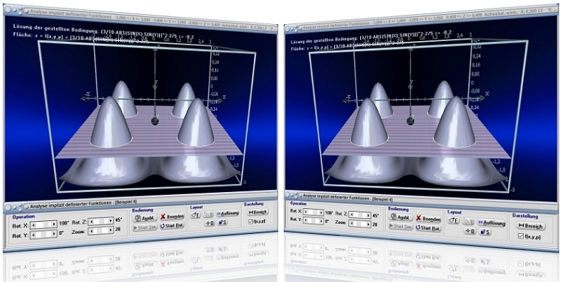 MathProf - Implizite Funktion - Implizite Gleichungen - Implizit - Darstellung - 3D - Flächenfunktion - Beispiel - 3D Funktion - 3D Funktionen - 3D Funktionsplotter - 3D-Plotter - 3D-Funktionsplot - Plotten - 3D-Flächen - 2 Unbekannte - Gleichungen mit 2 Unbekannten - Gleichungen mit 2 Variablen - Mehrdimensionale Funktionen - Flächenfunktion - Implizite Kurve - Implizite Kurvendarstellung - Funktionen mit mehreren Variablen - 3D-Plotter - 3D-Plot - 3D-Grafik - Grafisch - Darstellen - Plotten - Graph - Grafik - Zeichnen - Schaubild