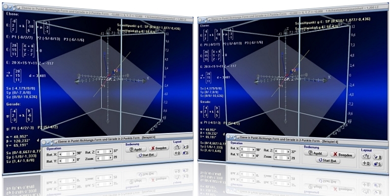 MathProf - Ebene - Punkt-Richtungsform - Gerade - Durchstoßpunkt - Schnittpunkt - Windschief - Lagebeziehung - Spurpunkte - Ortsvektor - Richtungsvektor - Parameterdarstellung - Abstand - Punkt - Ebene - Normalenvektor - Ebenengleichung - Parametergleichung - Schnittpunkt Gerade Ebene - Parameterform - Raum - Lagebeziehung - Abstand Ebene Gerade - Vektorgeometrie - Ebene in Parameterform - Ebene in Parameterdarstellung - Punktrichtungsgleichung - Rechner - Berechnen - Zeichnen
