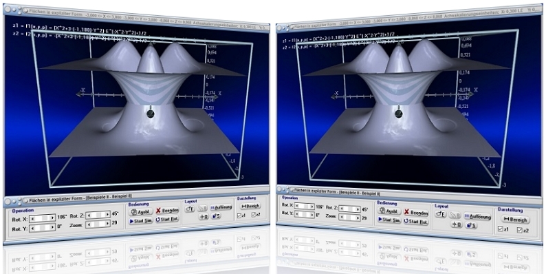 MathProf - Flächen im Raum - Flächen - 3D - Flächenfunktion - Berechnen - Zeichnen - Darstellen - 3D-Flächen - Mehrdimensionale Funktionen - 3D-Funktionsplotter - Fläche - 3D-Graph - Beispiel - 3D Funktion - 3D-Funktionsplotter - Funktion f(x y) - f(x,y) - Plotter - 3D-Plotter - 3D-Funktionsplot - 3D-Plot - Dreidimensionale Funktionen - 3D-Funktionsplotter - 2 Unbekannte - Gleichungen mit 2 Unbekannten - Gleichungen mit 2 Variablen - Funktion mit 2 Variablen - Funktionen mit mehreren Variablen - 3D-Koordinatensystem - Funktionsplotter - Flächenberechnung - Gekrümmte Flächen - Grafisch - Darstellen - Plotten - Graph - Grafik - Schaubild