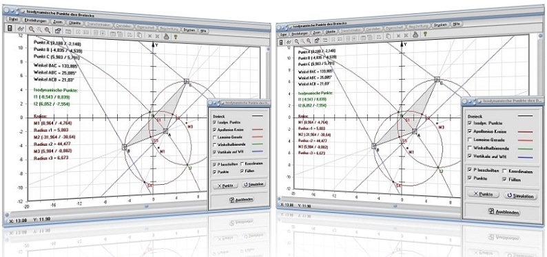 MathProf - Isodynamischer Punkt - Dreieck - Winkelhalbierende - Lemoine - Gerade - Darstellung - Plotten - Definition - Graph - Berechnen - Berechnung - Darstellen - Rechner - Grafik - Zeichnen