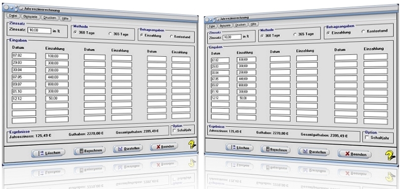 MathProf - Jahreszins - Berechnen - Rechner - Konto - Mathematik - Zinsen - Jahreszinsen - Guthaben - Jährliche Zinsen - Kontostand - Einzahlungen - Kapital - Beispiel - Jahreszinsrechnung - Berechnungsprogramm - Finanzen - Zinssatz - Guthaben - Kapital - Zins - Konto - Einzahlung - Verzinsung - Formel - Diagramm - Darstellen