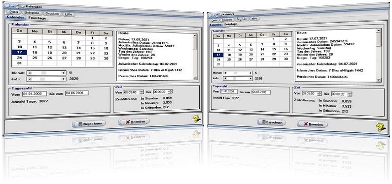 PhysProf - Kalender - Rechner - Software - Julianisches Datum - Gregorianisches Datum - Berechnen
