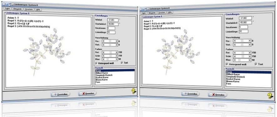 MathProf - Lindenmayer-System - Generator - Fraktal - Regel - Rechner - Fraktale - Programm - Beispiel - Lindenmayer-Systeme - Axiome - Regeln - Beispiel