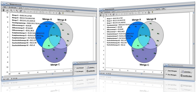 MathProf - Schnittmenge - Menge - Teilmenge - Komplement - Durchschnittsmengen - Mengenlehre - Mengenalgebra - Mengenoperationen - Vereinigung - Schnitt - Leere Menge - Vereinigung von Mengen - Elemente - Mengenprodukt - Mengensystem - Mengen addieren - Mengen subtrahieren - Schnitt von Mengen - Mengenschreibweise - Grundmenge - Rechner - Berechnen - Mengenelemente - Mengendiagramm - Differenz