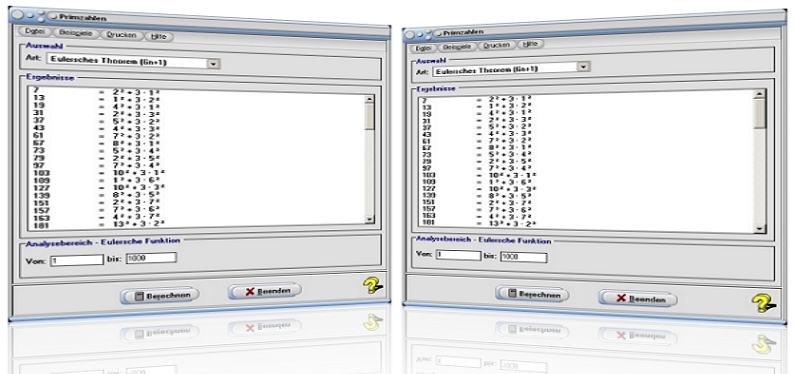 MathProf - Primfaktoren - Eulersche Funktion - Primzahlzwillinge - Primzahldrillinge - Primzahlvierlinge - Pseudoprimzahlen - Zerlegung in Primfaktoren - Primzahlrechner - Primzahlfaktoren - Primzahlbestimmung - Zerlegung von Primzahlen - 4n+1-Primzahlen - Rechner - Berechnen - Tabelle - Liste