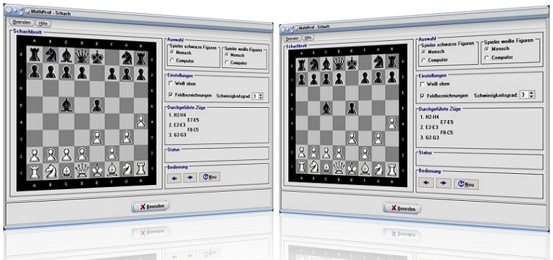 MathProf - Schach - Spiel - Computer - Figuren - Spielregeln - Schachspiel -  Schachbrett - Mensch - Computer - Zug - Züge - Trainer - Figuren - Spielen