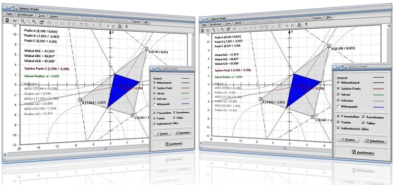 MathProf - Spieker-Punkt - Dreieck - Umfang - Fläche - Höhe - Eigenschaften - Winkel - Berechnen - Trigonometrie - Seiten - Geometrie - Ankreis - Beispiel - Mittendreieck