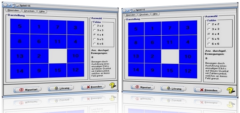 MathProf - Spiel 15 - Loyd's puzzle - Fünfzehnerspiel - Schiebepuzzle - Schieberätsel - Schiebefax - Ohne-Fleiß-kein-Preis-Spiel - Steine - Zahlenpuzzle - Schiebespiel - Puzzle - Zahlenspiel