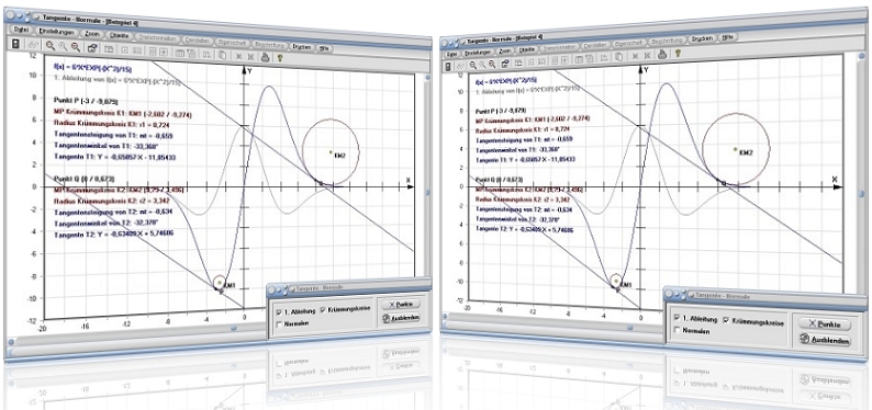 MathProf - Tangente - Normale - Tangentensteigung - Newtonsches Tangentenverfahren - Tangentenproblem - Beispiel - Tangente und Normale - Tangentengleichung - Normalengleichung - Näherungsverfahren - Tangente berechnen - Steigungswinkel - Kurventangente - Tangente an Kurve - 1. Ableitung - Darstellen - Plotten - Grafisch - Rechner - Berechnen - Zeichnen - Plotter