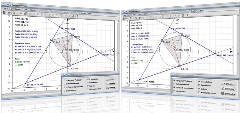 MathProf - Tangentendreieck - Dreieck - Umfang - Fläche - Höhe - Eigenschaften - Winkel - Berechnen - Trigonometrie - Seiten - Geometrie - Mittelsenkrechte - Beispiel - Konstruktion - Konstruieren - Definition - Tangenten - Kreis - Darstellen - Graph - Rechner - Grafik - Zeichnen