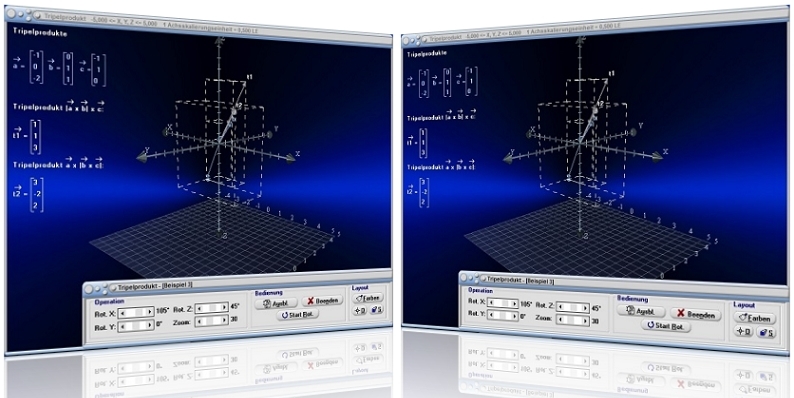 MathProf - Tripelprodukt - Vektoren - Graph - Rechner - Berechnen - Darstellen - Plotten - Plotter