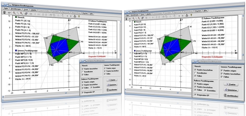 MathProf - Varignon-Parallelogramm - Satz von Varignon - Berechnen - Graph - Rechner - Grafik - Zeichnen