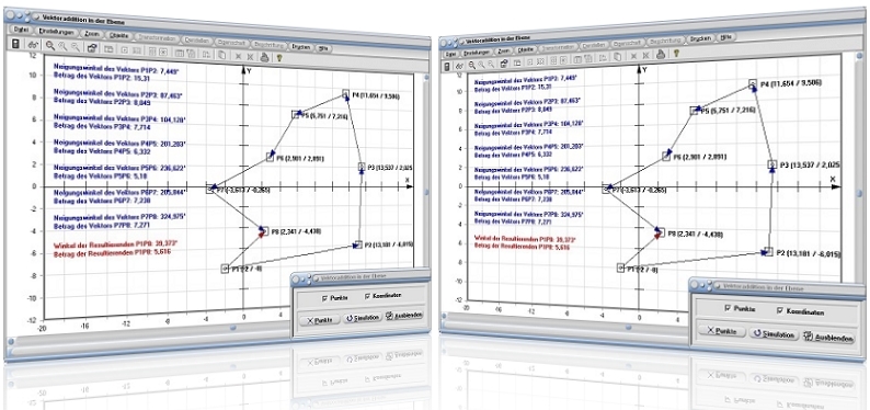 MathProf - Vektoren - Addition - Winkel - Krafteck - Grafisch - Rechnerisch - Rechner - Berechnen - Vektoraddition - Vektorsubtraktion - Ortsvektor - Verschiebungsvektor - Vektoren addieren - Vektoren subtrahieren - Vektoren zeichnen - Betrag eines Vektors - Vektorielle Addition - Vektorgeometrie - Vektorkette