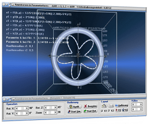 MathProf - Raumkurven - Kurven im Raum - Parametrische Kurven - Raum - Parameterkurve - Räumliche Kurven - Bogenlänge - Bahnkurven - Bilder - Darstellung -   Plotter - Graph - Zeichnen - Rechner - Darstellen - 3D-Darstellung von Kurven