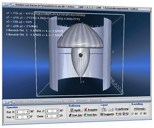 MathProf - Rotierende Körper - y-Achse - Parameterform - Parameter - Funktion - Integral - Integralrechnung - Volumen- Radius - Mantelfläche - Bogenlänge -   Schwerpunkt - Volumenschwerpunkt - Volumenintegral - Plotten - Bild - Darstellen - Plotten - Graph - Rechner - Berechnen - Grafik - Zeichnen - Plotter - Rotationsintegral  