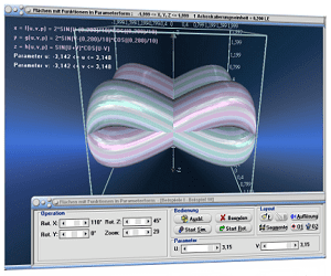 MathProf - Parametrisierte Flächen - Parametrische Flächen - Parametrisierung von Flächen - Flächen - Parameterform - Plot - Graph - Plotter - Rechner - Bilder - Plotten - Darstellung - Berechnung - Darstellen - 3D-Fläche 