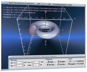 MathProf - Gekrümmte Flächen - 3D-Surface plotter - 3D-Grafiken - Graph - Plotter - Bilder - Plotten - Darstellung - Darstellen - Rechner - f(u,v) - Variablen - Grafik - Parameterform - Parameter - Raum - Räumlich