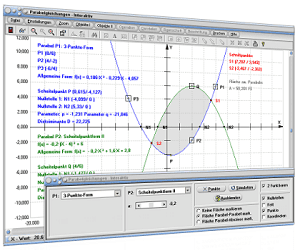 MathProf - Parabel - Quadratische Gleichung - Parabelgleichung - Parabelfunktion - Funktionsgleichung - Allgemeine Form - Quadratfunktionen - Produktform - Lineare Gleichung - Normalparabel - Schnittpunkt - Nullstellen - Steigung - Graphen - Zeichnen - Plotten - Rechner - Plotter - Graph - Grafik - Bilder - Beispiele - Darstellung - Berechnung - Darstellen