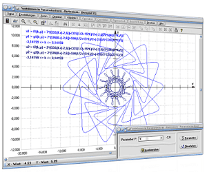 MathProf - Parameterkurven - Parametergleichungen - Parameterform - Funktionen in Parameterform - Kurven - Parameterdarstellung -  Parametrisierte Kurven - Kurvenplotter - Bahnkurven - Funktion - Funktionsgraph - Plot - Plotter - Rechner - Beispiel - Grafik - Graph - Graphen