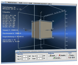 MathProf - Würfel - 3D-Quader - Dreidimensional - Hexaeder - Würfel - Abstand zweier Punkte - Pyramide - Höhe - Fläche - Diagonale - Seitenkante - Seitenfläche - Schwerpunkt - Koordinaten - Eckpunkte - Punkte - Oberfläche - Volumen - Raumdiagonale - Rauminhalt - Bild - Darstellen - Plotten - Graph - Rechner - Berechnen - Grafik - Zeichnen - Plotter