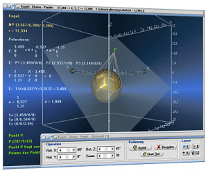 MathProf - Kugel - Punkt - Tangentialebene - Tangentialkegel - Lagebeziehung - Koordinatengleichung - Ebene - Raum - 3D - Abstand - Distanz - Vektoren - Darstellen - Plotten - Graph - Rechner - Berechnen - Zeichnen - Plotter