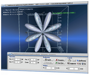 MathProf - Flächen im Kugelkoordinatensystem - Volumenelement - Funktionen in Kugelkoordinaten - Polarkoordinaten - 3D - Flächen - Sphärischen Koordinaten -   Kugelkoordinaten - System - Bild - Darstellen - Plotten - Graph - Rechner - Berechnen - Grafik - Zeichnen - Plotter