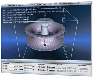 MathProf - Körper - y-Achse - Funktion - Parameterform - Parameter - Integralrechnung - Drehen - Raum - Räumlich - Rotation - Rotieren - Volumen - Integral -   Volumen - Graph - Rechner - Berechnen - Grafik - Zeichnen - Plotter - Rotationsvolumen - 3D - Mantelfläche - Mantel - Darstellen - Drehachse 