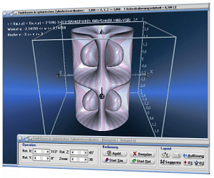 MathProf - Zylindrisches Koordinatensystem - Zylindrische Koordinaten - Zylinder - Koordinaten - Koordinatensystem - Flächen - Zylinderkoordinatensystem - Krummlinige Koordinaten - Bild - Darstellen - Plotten - Graph - Grafik - Zeichnen - Plotter