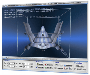 MathProf - Rotation - y-Achse - Integral - Rotationskörper - Körper - Grafik - Raum - Räumlich - Volumen - Parameter - Rotationssymmetrische Körper - Plot - Rechner - Berechnen 