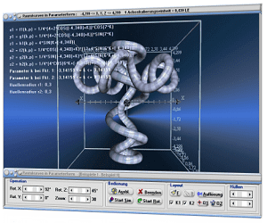 MathProf - Lissajou-Figuren im Raum - Knoten - Parametrisierte Kurve - Kegelförmige Spirale - Dreidimensionale Kurven - Berechnen - Dreidimensionale Darstellung von Funktionen - Plot - Bild - Dreidimensionale Spiralen - Parametrische Darstellung von Raumkurven - Grafik - Zeichnen - Plotter