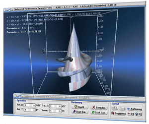 MathProf - Darstellung - Flächen in Parameterform - Grafiken von 3D-Flächen - Parameterdarstellung einer Fläche - 3D surface plot - Grafik - Raum - Surface -   Plot - Graph - Plotter - Rechner - Bilder - Plotten - Darstellung - Berechnung - Darstellen - 3D-Fläche