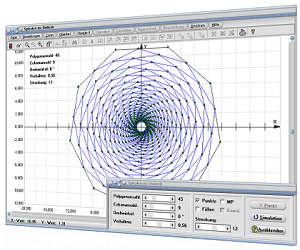 MathProf - Spiralen im Vieleck - Käferproblem - Käferbahn - Spiralen - Verfolgung - Verfolgungsproblem - Bild - Darstellen - Plotten - Graph - Rechner - Berechnen - Grafik - Zeichnen - Plotter