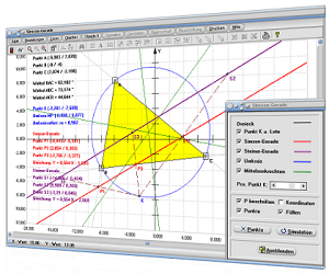 MathProf - Simson-Gerade - Steiner-Gerade - Steinersche Gerade - Dreieck - Konstruktion - Konstruieren - Berechnen - Graph - Grafisch - Bild - Rechner - Erklärung - Beschreibung - Definition - Grafik - Darstellung - Zeichnen - Eigenschaften - Berechnung - Darstellen