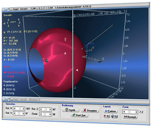 MathProf - Kugel - 3D - Gerade - Punktrichtungsform - Eigenschaften - Kugelgleichung - Raum - Mittelpunkt - Zweipunkteform - Berührpunkt - Durchstoßpunkt - Spiegeln - R3 - Spiegelung - Schnittpunkte - Darstellen - Plotten - Graph - Rechner - Berechnen - Zeichnen - Plotter