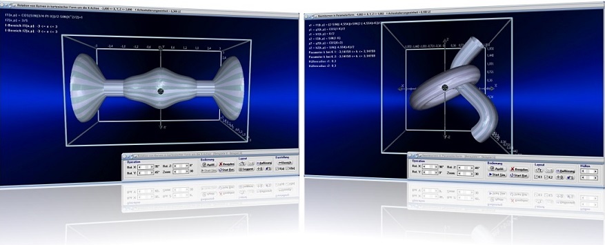 MathProf 5.0 - Bilder und Beschreibungen zu Modulen zum Fachthemengebiet 3D-Mathematik