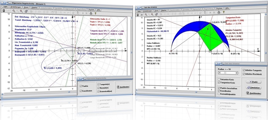 MathProf 5.0 - Bilder und Beschreibungen zu Modulen zum Fachthemengebiet Geometrie