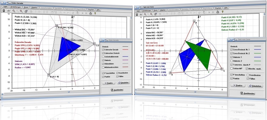 MathProf 5.0 - Bilder und Beschreibungen zu Modulen zum Fachthemengebiet Trigonometrie