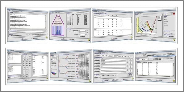 Bilder zum Programm MathProf 5.0 - Analysis - Trigonometrie - Algebra - 3D-Mathematik - Stochastik - Vektoralgebra