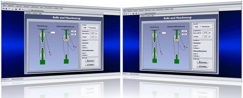 PhysProf - Flaschenzug - Differentialflaschenzug - Tragseil - Physikalisch - Goldene Regel der Mechanik - Arbeit - Einfache - Maschinen - Gewichtskraft - Kraftweg - Lastweg - Rollen - Feste Rolle - Lose Rolle - Kraft - Last - Formel - Berechnen - Gleichung - Rechner - Berechnung - Darstellung - Kräfte