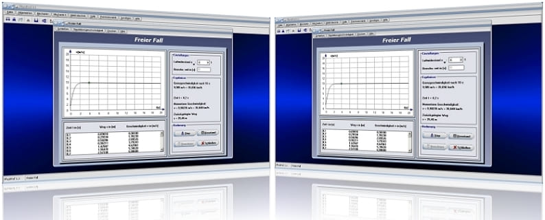 PhysProf - Freier Fall - Luftwiderstand - Fallgeschwindigkeit - Berechnen - Grafik - Gleichung - Berechnung - Darstellen - Weg - Bewegungsgleichung - Luftdichte - Masse - Schwerkraft - Fallzeit - Rechner - Diagramm - Tabelle - Zeit - Dauer - Höhe