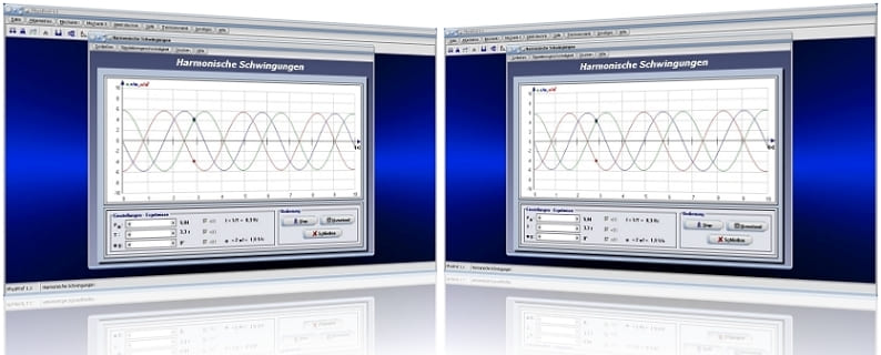 PhysProf - Schwingungen - Frequenz - Phasenwinkel - Mechanische Schwingung - Mechanische Schwingungen - Schwingungsenergie - Richtgröße - Harmonische mechanische Schwingung - Physikalische Einheit - Simulation - Dauer -  Phase - Verschiebung - Zeit - Bild - Grafik - Grafisch - Schwingungsperiode - Schwingungsgleichung - Formeln - Berechnen